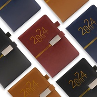 Journal planificateur à couverture rigide en cuir PU noir d'affaires carnet de notes personnalisé en lin tissu non daté avec boucle