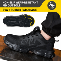 Chaussures de sécurité respirantes en maille avec embout en acier pour hommes, résistantes aux chocs et aux perforations, vente en gros, chaussures de travail pour la construction