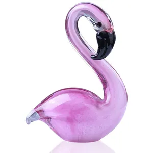 Art Glass Decorative white Swan Elegant Hand Blown Glass Collectible Animal Figurine Home Ornament