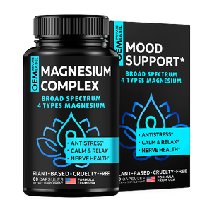 Complexe de magnésium OEM/ODM avec 4 types de magnésium, capsules pour le soutien de l'humeur, la détente et la relaxation, la santé des nerfs, le soutien cardiaque et du sommeil - Product Image 1