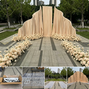Telón de Fondo <span class=keywords><strong>LEDA</strong></span> de Seda Láctea con Ondas Drapeadas en Forma de S, Soporte Metálico, Cortina para Escenario de Boda, Decoración para Eventos y Fiestas - Product Image 5