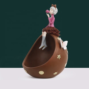 Artificial living room cabinet resin crafts bubble girl round storage box statue resin decorations storage box for home decor