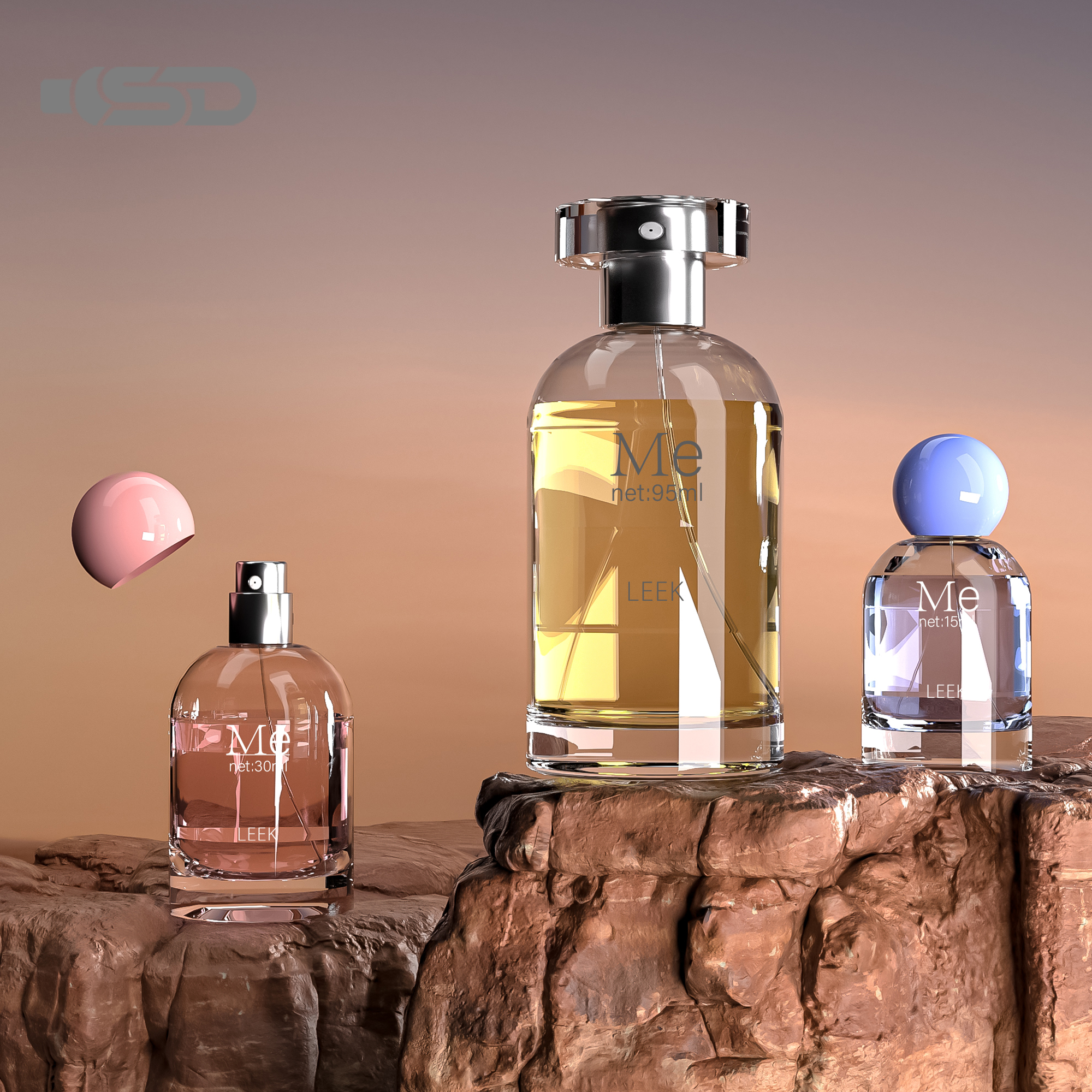 Botol parfum 100ml 50ml, botol kaca parfum penyemprot desain parfum unik dengan kotak