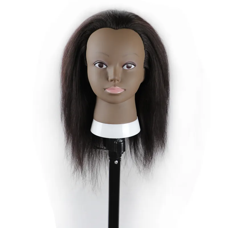 ファッションアフリカ系アメリカ人のマネキンヘッド本物の髪のマネキン人形の頭ねじれた美しい卸売美容マネキンヘッド-