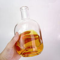Bouteille d'alcool transparente vide personnalisée avec bouchon, pour spiritueux classiques (gin, rhum, tequila, whisky, brandy), 375 ml, 500 ml, 750 ml