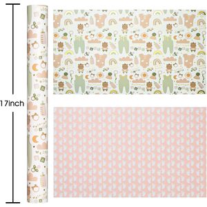 Baby Shower Wrapping Paper Roll 17x33 Feet Double Side Eco Friendly Gift Craft Paper - Product Image 3