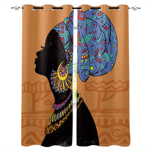 <span class=keywords><strong>Tende</strong></span> <span class=keywords><strong>Oscuranti</strong></span> Personalizzate in Tessuto di Poliestere con Motivo Africano Vintage per il Soggiorno - Product Image 4