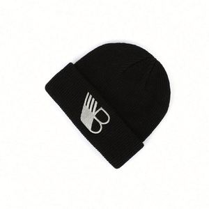 High Quality Fisherman Embroidered Logo Winter <b>Hat</b>,Beanies With Custom Embroidery,Wholesale Acrylic Slouchy Black Beanie - Product Image 3