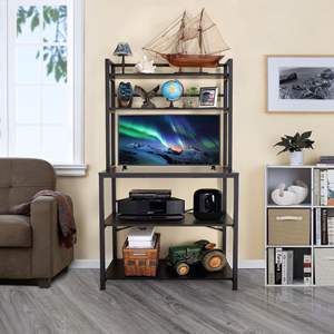 공장 직접 5 단 주방 수납 랙 선반 허치, 목재 주방 가구 전자 레인지 스탠드 선반 랙 메탈 블랙 - Product Image 2