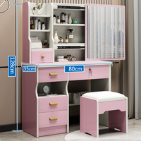 Ensemble de meubles de chambre nordiques de luxe avec éclairage LED, coiffeuse à 4 tiroirs en bois pour maquillage et coiffure