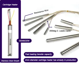 Elemento calefactor de acero inoxidable BRIGHT 16*285Mm 220V 1380W Calentador de cartucho para sellar barras de mordazas