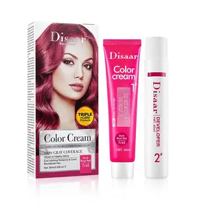 Disaar long lasting rose red color hair dye cream cover grey hair dye