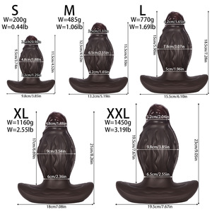 Plug anal en silicone noir surdimensionné et épais, en forme de pénis, pour stimulation de la prostate masculine, avec ouverture pour l'insertion anale - Product Image 6