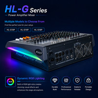 Console de mixage audio professionnelle HL-G14P 14 canaux RGB alimentée, amplificateur 2*350 Watts, double 99 effets DSP, BT 5.0 OTG