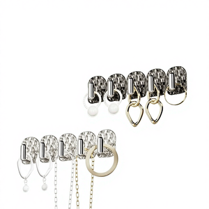 Mini Sticky <b>Hooks</b> No-Drill Wall-Mounted Jewelry <b>Display</b> Storage Rack with Row Hanging Ins Style - Product Image 2