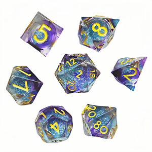 Feeron Polyhedral Resin, ensemble de dés de jeu de rôle (D&D) pour 6 joueurs, 7 pièces, durable, écologique, pour adultes et familles, avec emballage - Product Image 1