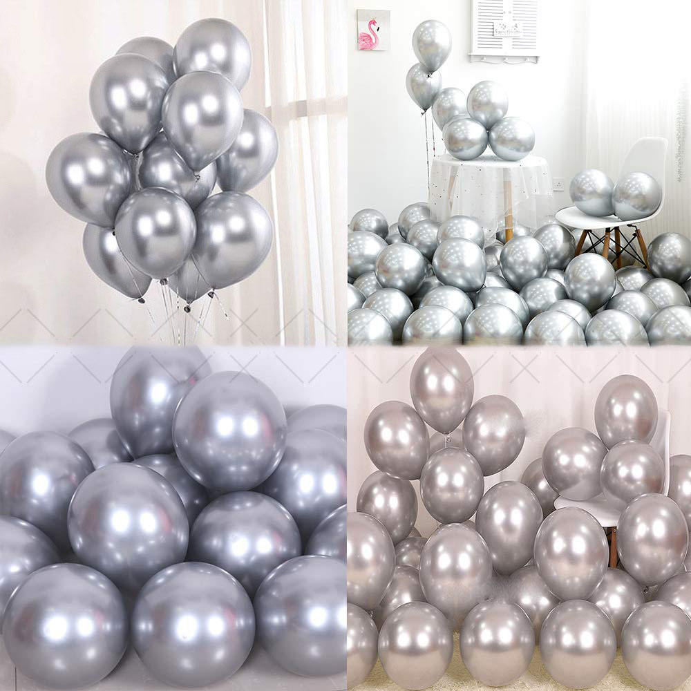 Wholesale 12 Inch Metallic Chrome Latex Balloons Minimum Order 100pcs for Birthday & New Year Parties