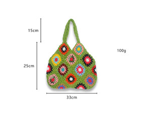 Sac fourre-tout de plage tendance style ethnique, sac à <span class=keywords><strong>main</strong></span> tissé à la <span class=keywords><strong>main</strong></span> ajouré, sacs au crochet tricotés à la <span class=keywords><strong>main</strong></span> à motif floral - Product Image 6