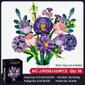 Flower Bouquet Building <b>Kit</b>,624 Pcs Adjustable Stem Petal Botanical Collection, <b>DIY</b> Home Decor Gift for Adults Teens, - Product Image 1