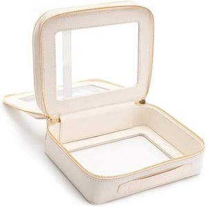 กระเป๋าเครื่องสำอางแบบซิปสองชั้นใส พกพาสะดวก กันน้ำ ทำจากวัสดุ PU - Product Image 4