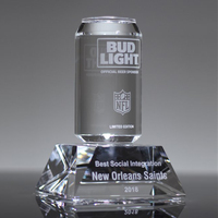 Trofeo de Cristal de Lujo Personalizado con Texto y Logotipo, Modelo de Lata de Cerveza