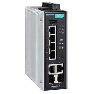 Commutateur géré Moxa EDS-P506E-4PoE-2GTXSFP-T, 6 ports, 4 PoE, 2 Gigabit SFP, montage sur rail DIN industriel - Product Image 1