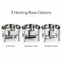 Plat de service classique en acier inoxydable avec couvercle articulé transparent et double compartiment pour buffet, idéal pour hôtels, restaurants et traiteurs