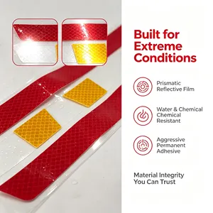 Reflective Safety Warning Stickers Red Yellow Rectangular Self-Adhesive Waterproof Industrial Use <b>Labels</b> - Product Image 1