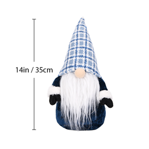 Blue Plaid Hat <b>Christmas</b> Gnome Plush Velvet Body Nisse Doll with Black Mittens for Winter <b>Office</b> Desk Shelf <b>Decor</b> Bulk - Product Image 2