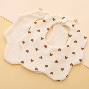 مرايل قطنية عضوية ناعمة لتغذية الأطفال ، مرايل أطفال رضع من القطن بتصميم لطيف ، مرايل تغذية الأطفال الصغار ، مرايل التسنين - Product Image 2