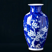 Jingdezhen — vase en céramique antique, style Ming et Qing, en céramique bleu et blanc