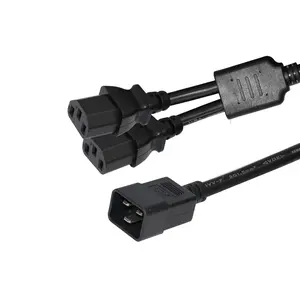 3FT Pdu 14Awg 2 em 1 Duplo Iec C13 30 Amp Soldador Y Splitter C20 Para Dual C13 Cabo De Alimentação