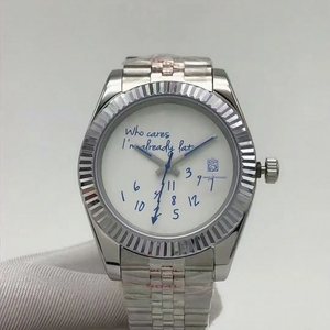 Montre de luxe pour homme avec miroir en cristal saphir, boîtier en acier inoxydable de 41 mm, bracelet en acrylique, montre mécanique automatique - Product Image 1