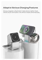 Support de chargeur sans fil magnétique 3 en 1 pour téléphone portable, écouteurs et montre intelligente avec charge rapide Qi 15W