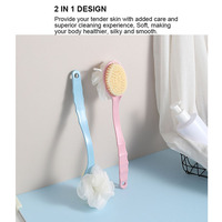Brosse de Bain Corporelle en Plastique à Long Manche, Double Face, Exfoliante et Massante pour le Dos, Éponge de Douche Douce à Fleurs en Maille à Prix Bas