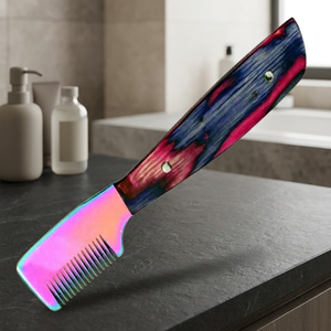 ASAP BEAUTY PAKISTAN ABP-1060 Tondeuse à cheveux en acier inoxydable avec manche en bois multicolore et peigne de dégradé à dents CNC durcies de 3 pouces - Product Image 5