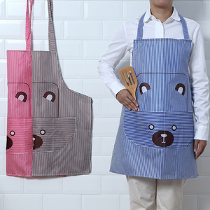 Korean style halter neck cooking apron, household printed <b>bear</b> cooking apron, <b>cute</b> kitchen smock. - Product Image 1