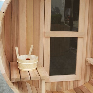 Alphasauna Cedro rojo occidental tipo nórdico al aire libre Sauna barril con fuera de asiento - Product Image 5