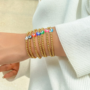 Wholesale New Evil Eyes <strong>Bracelet</strong> <strong>Stackable</strong> Gold Plated Beaded <strong>Bracelet</strong> High Elastic Bead <strong>Bracelets</strong> Women - Product Image 3