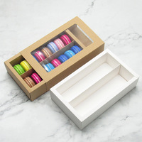 Boîte d'emballage en papier avec fenêtre, logo personnalisé, pvc transparente, pour macarons de dessert