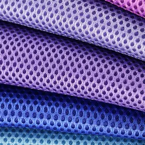 Recycled Multi Use Bright Colorful 3D Air 100% Polyester Sandwich Mesh Stretch Linen Fabric