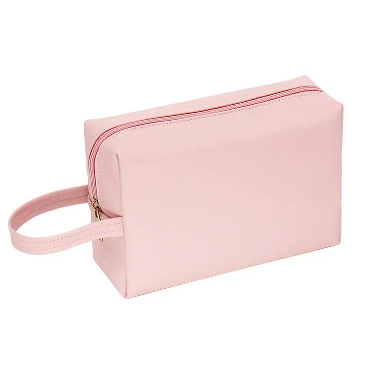 Portable luxury pu leather zipper makeup pouch cosmetic bag the new listing leather pu cosmetic bag plain make
