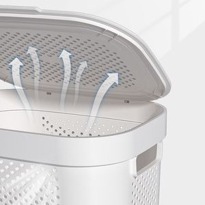 Cesto de Ropa Sucia con Ruedas y Tapa, Organizador de Ropa Grande para el Hogar, Cesta de Plástico para Lavandería, Producto en Oferta - Product Image 5