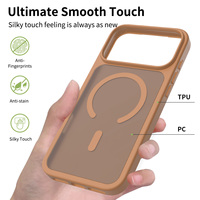 Coque de protection translucide mate marron café pour iPhone 18 17 16 Pro Max, sensation peau, antichoc, magnétique