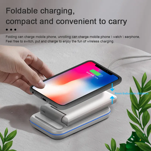 OEM <span class=keywords><strong>3</strong></span> en 1 pliable 15W chargeur rapide sans fil Station support lumière LED charge pour iWatch <span class=keywords><strong>Airpods</strong></span> <span class=keywords><strong>pro</strong></span> FCC téléphone <span class=keywords><strong>android</strong></span> - Product Image 4