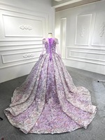 Feishiluo luxe ivoire robe de bal robe de mariée pour les femmes col rond avec manches longues cristal fleur décorations élégante robe de mariée
