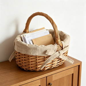 Cesti in <span class=keywords><strong>vimini</strong></span> personalizzati con manici, ideali per picnic e feste, cesti ovali in rattan con rivestimento in tessuto - Product Image 6