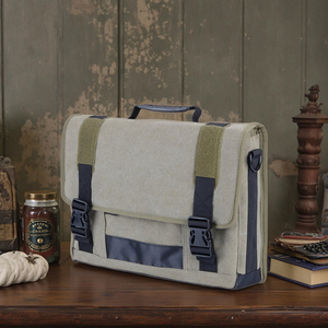 Sac de messager vintage pour hommes Sac latéral en toile avec caractéristiques adaptées à l'ordinateur portable - Product Image 1