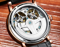Montres mécaniques en acier pour hommes, design d'usine et personnalisation par lots, avec calendrier similaire et double squelette à volant d'inertie, pour marque privée