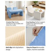 Canapé modulaire en mousse 2-en-1 pour enfants, table convertible et ensemble de 2 chaises, canapé en velours doux pour enfants pour jouer et lire